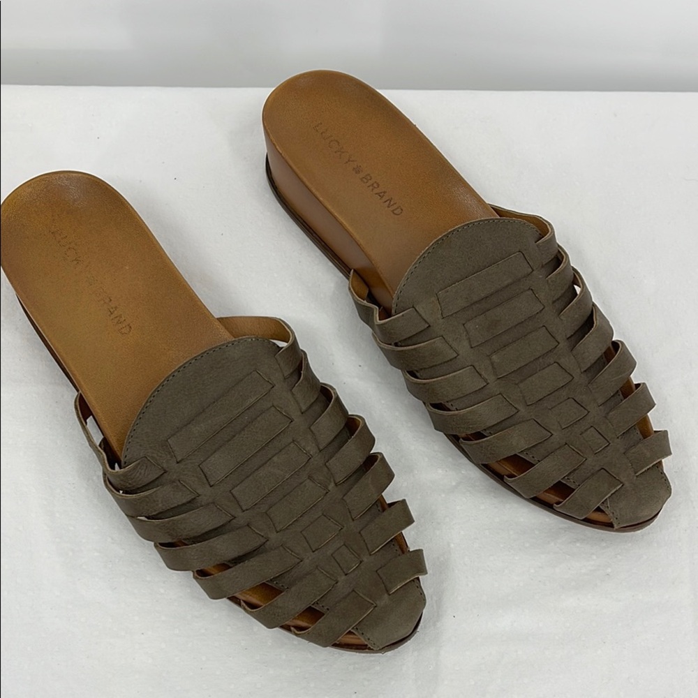 Lucky Brand SIZE 9.5 Olive Woven Leather Women's Shoes